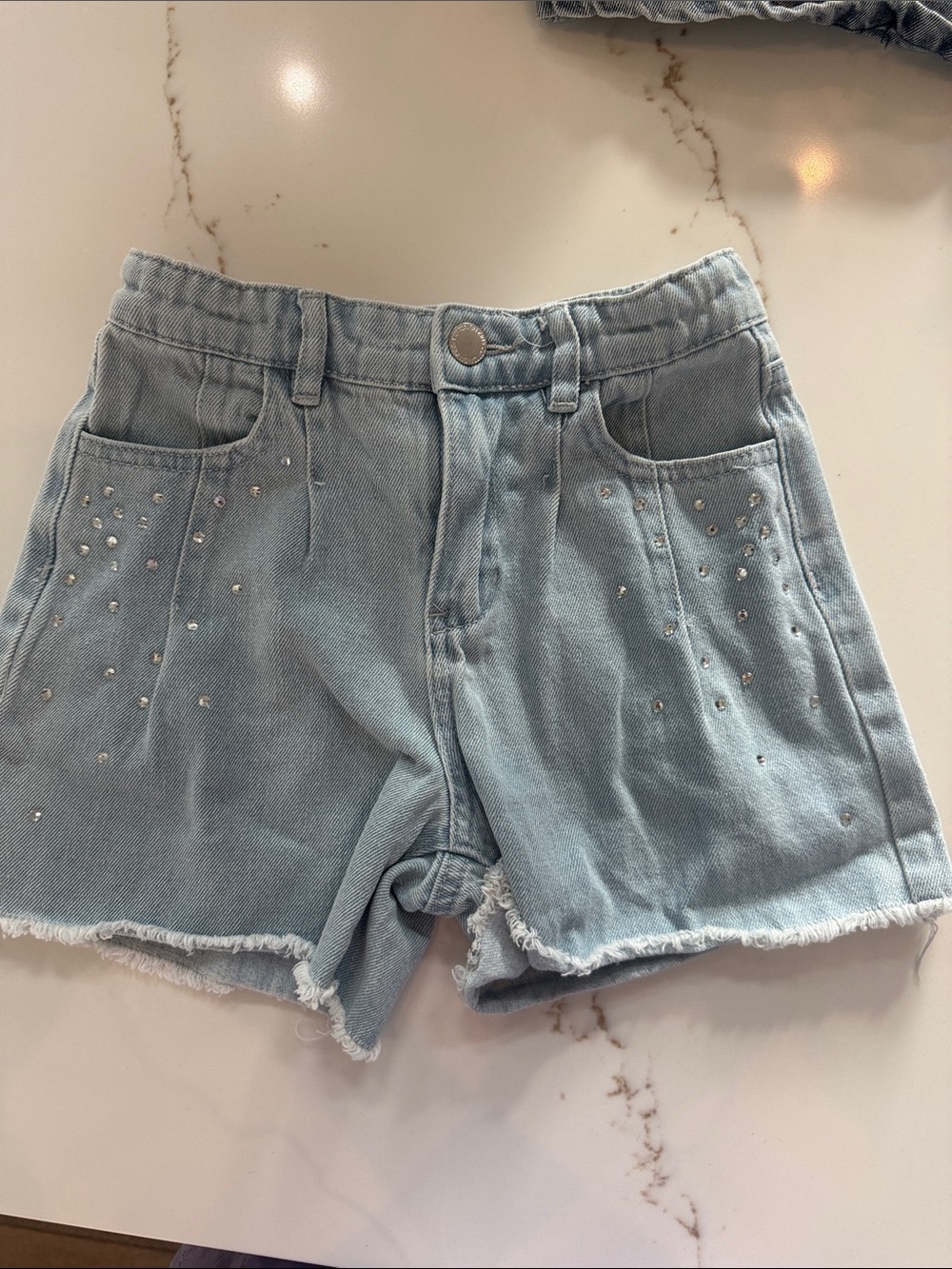 Cotton On Light Blue Denim Kids Shorts with Studs